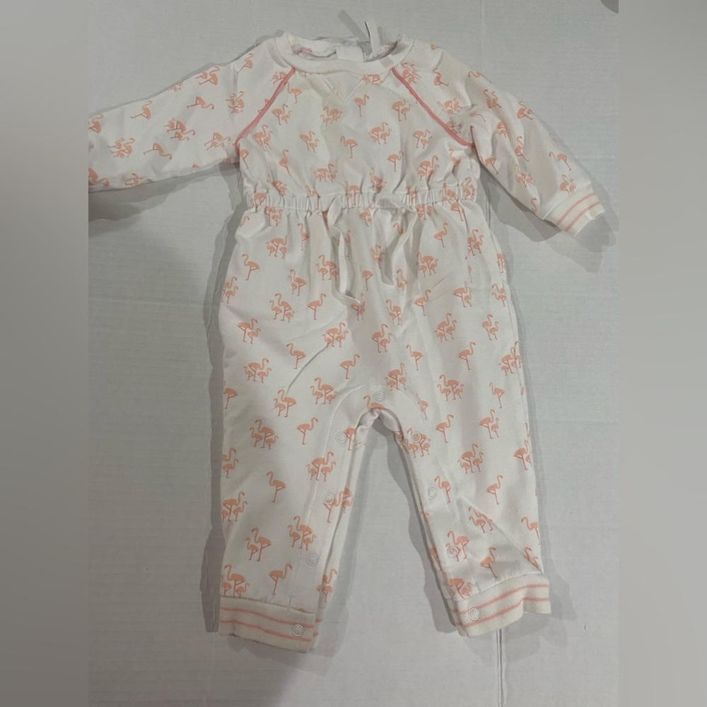 Janie and Jack baby girl footless pant romper with flamingo print size 3-6 month